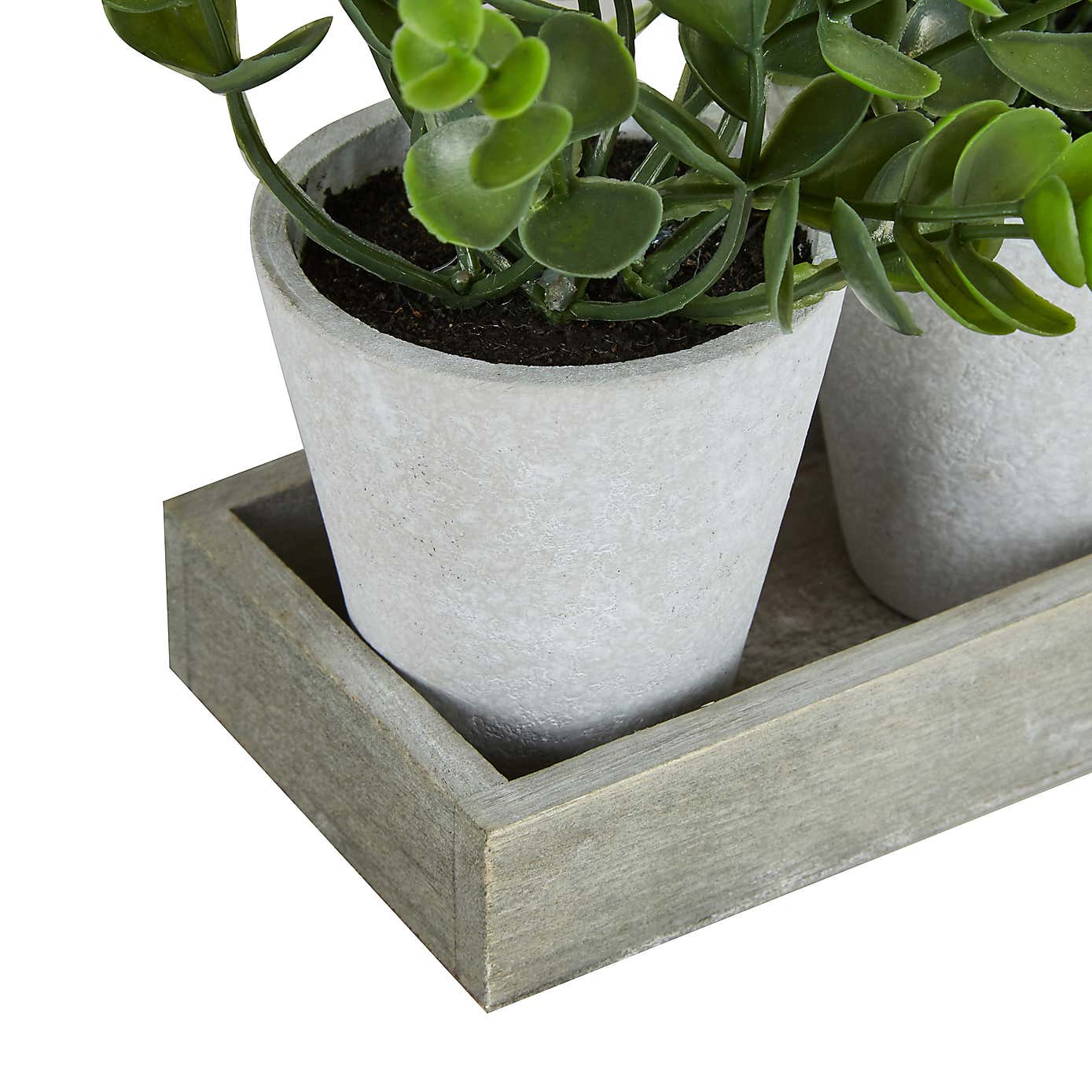 Artificial Herbs in Metal Tray