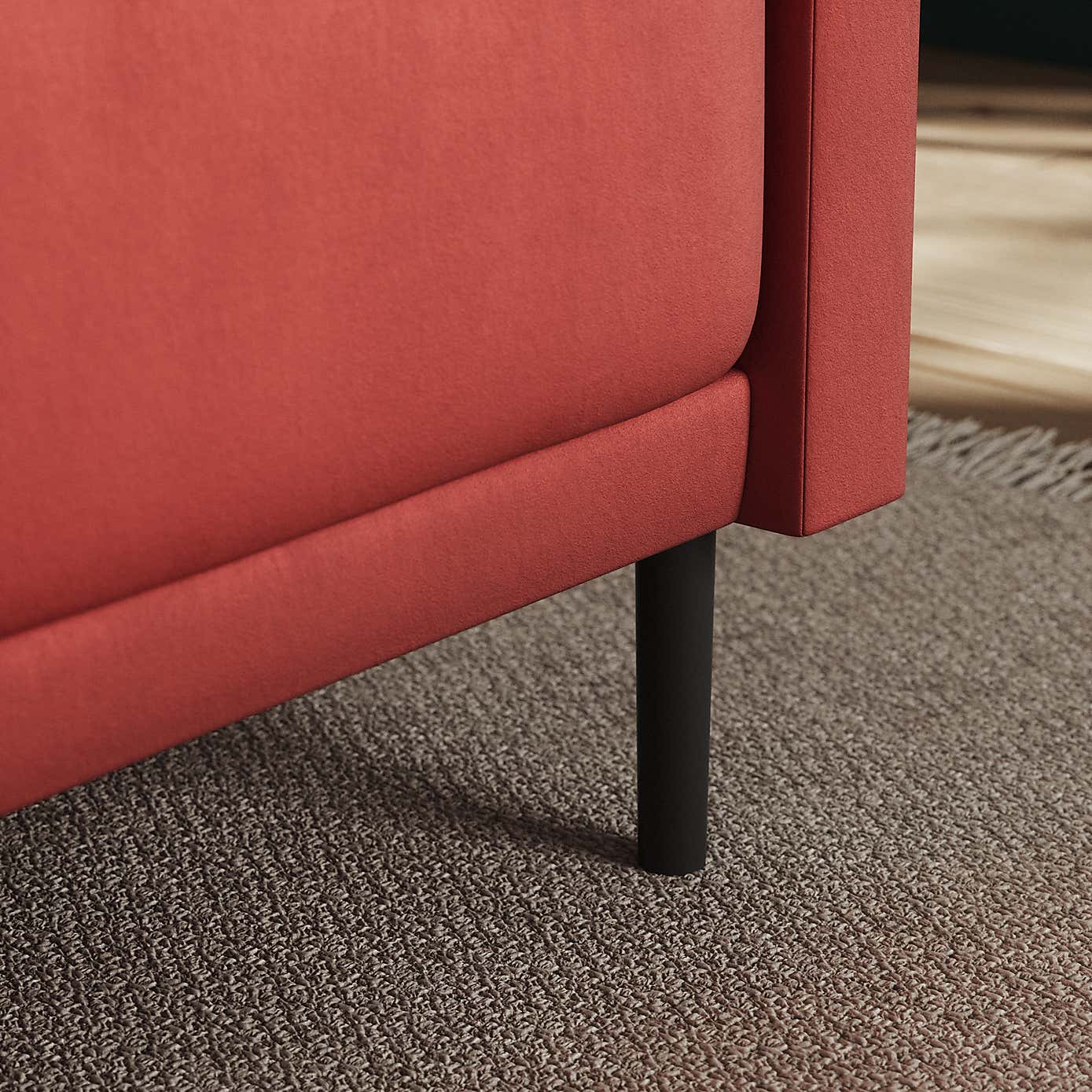 Amali Corner Dining Bench, Matte Plush Velvet