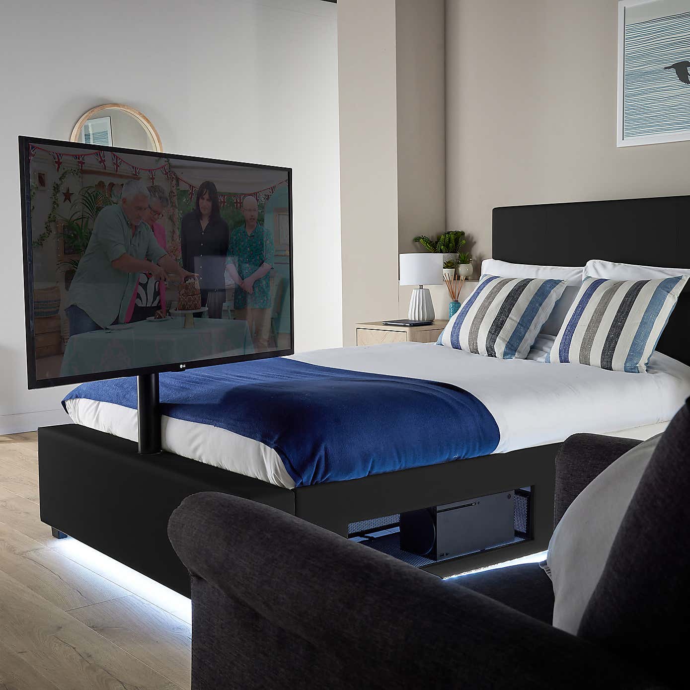 X Rocker Living Ava TV Bed with LED Lights and TV Mount