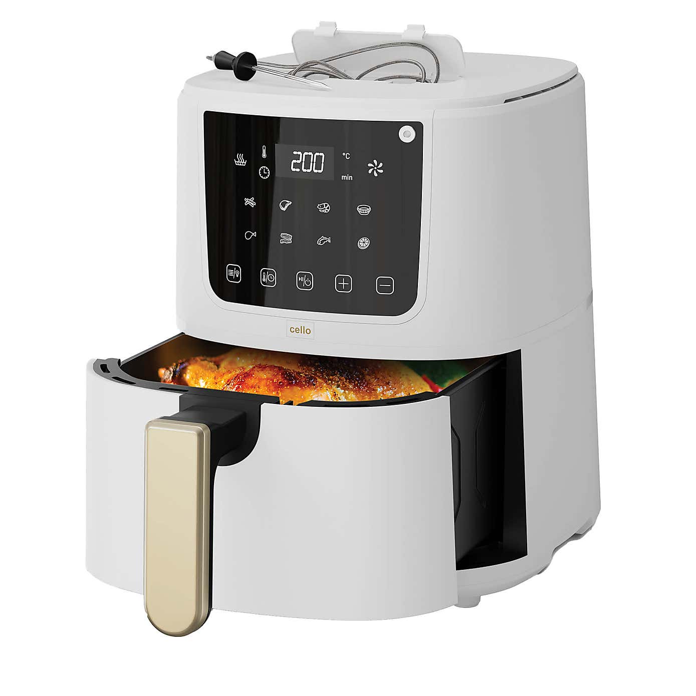 Cello Single Basket Air Fryer with Food Thermometer