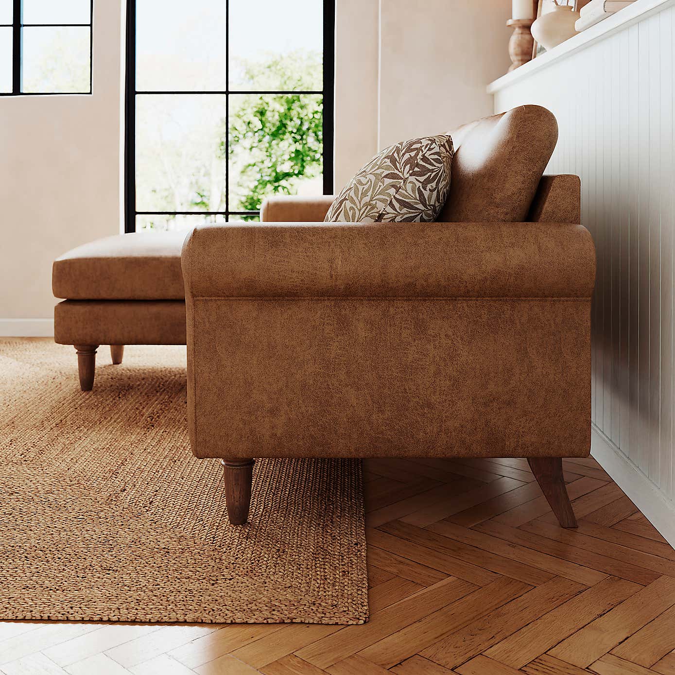 Maeve Compact Faux Leather Corner Chaise Sofa