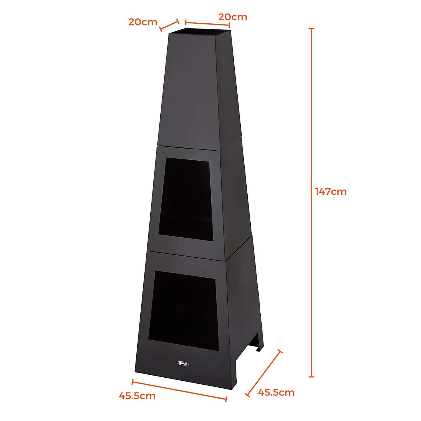 Tower Obelisk Log Burner, Black Steel