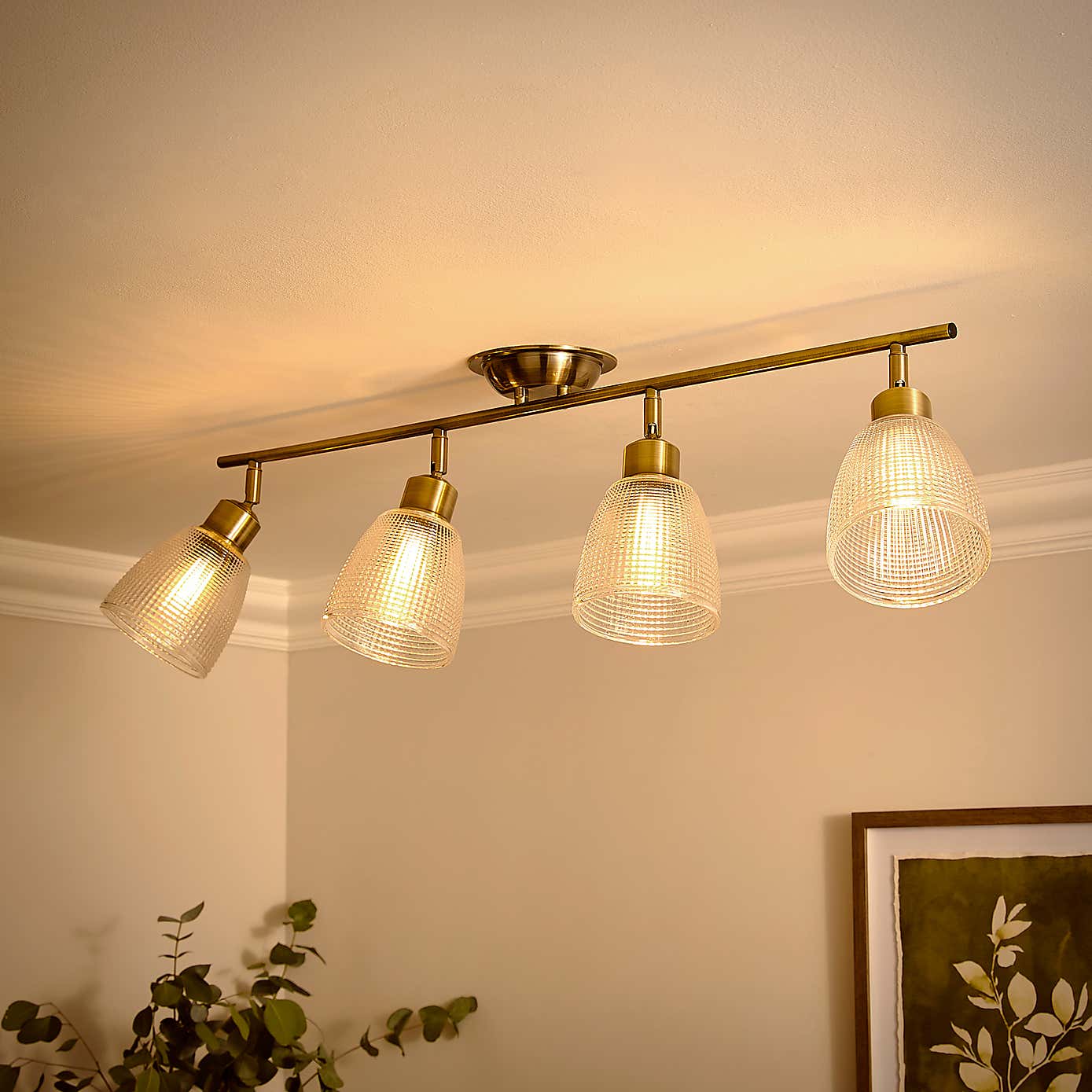 Kibworth Ribbed 4 Light Adjustable Spotlight Bar