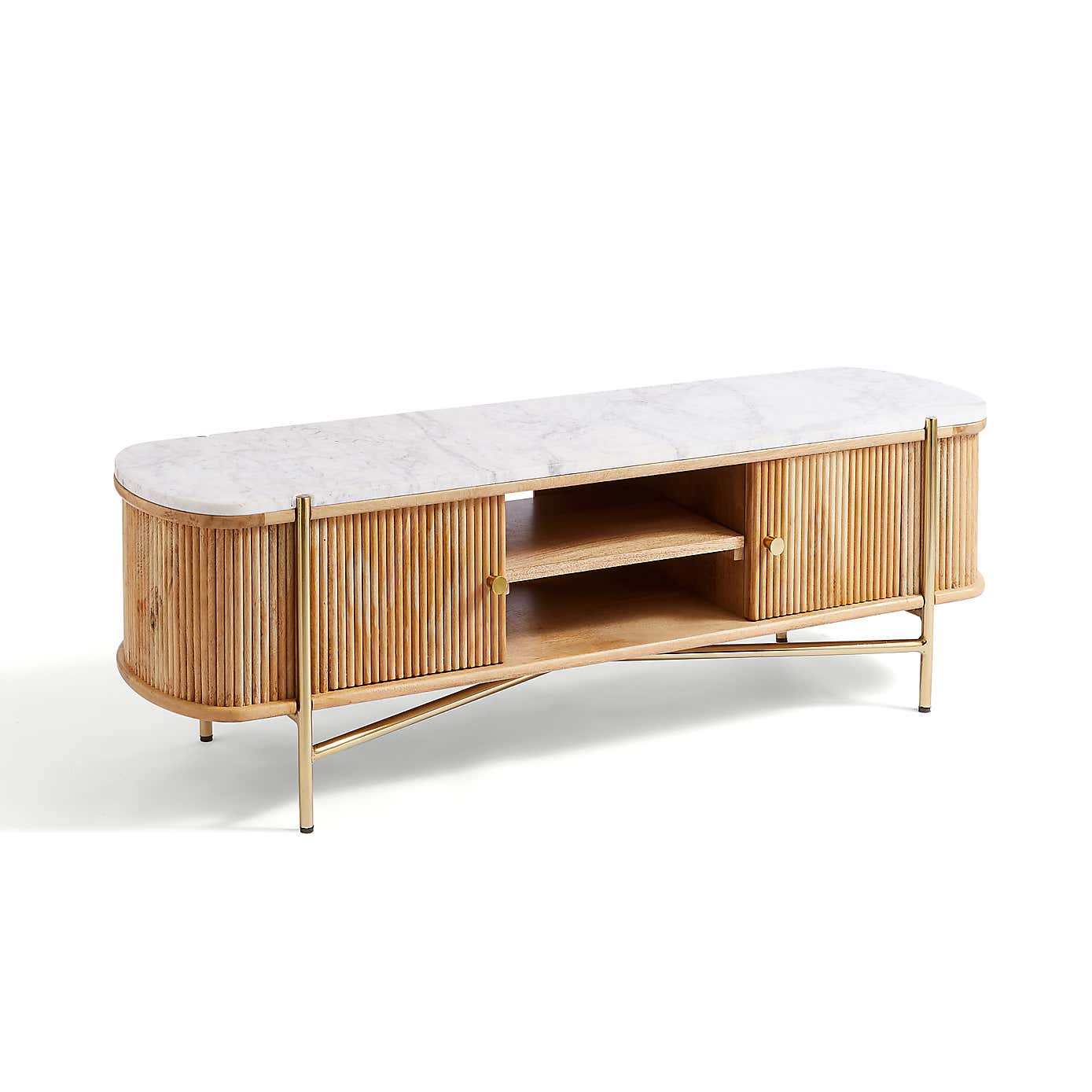 Alina Fluted Wide TV Unit, Mango Wood