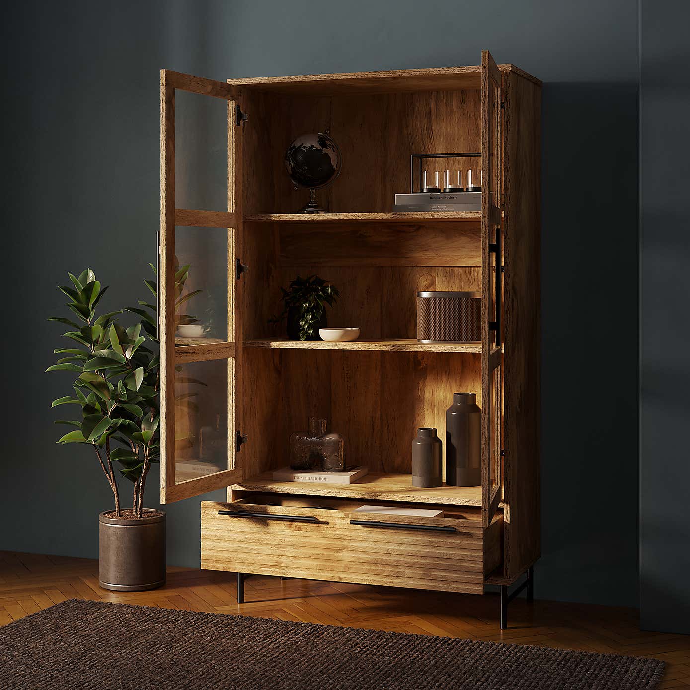Bryant Display Cabinet, Mango Wood
