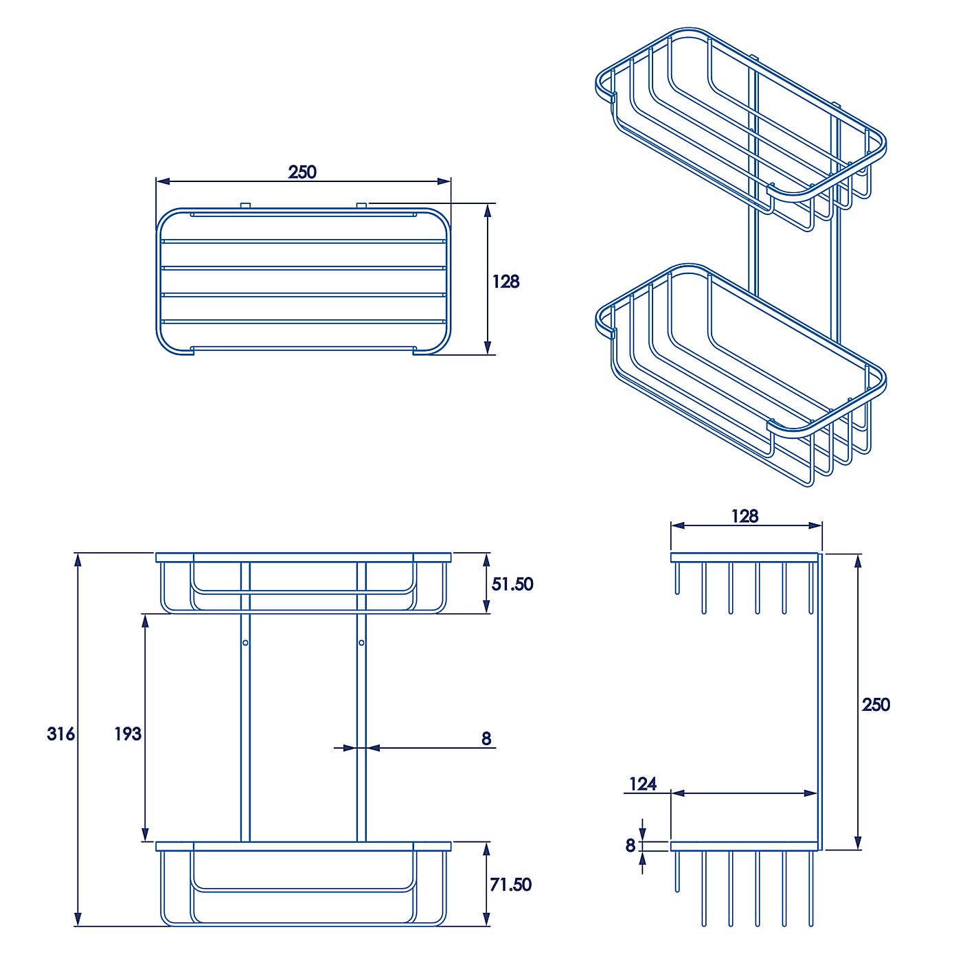 Rust-Free 2 Tier Cosmetic Caddy