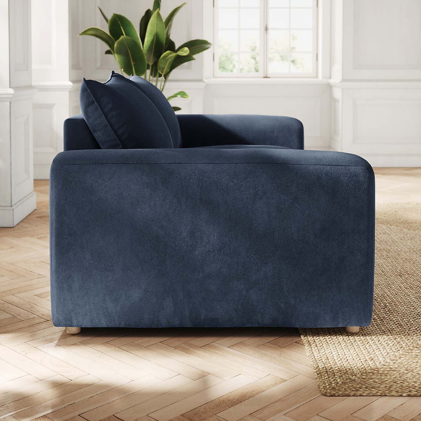 Full Circle Austin Cosy Velvet 4 Seater Sofa, Navy