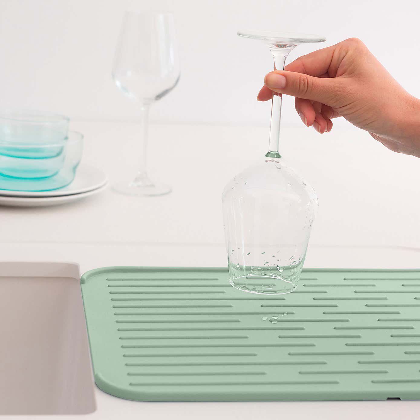 Brabantia SinkSide Silicone Dish Drying Mat Jade Green