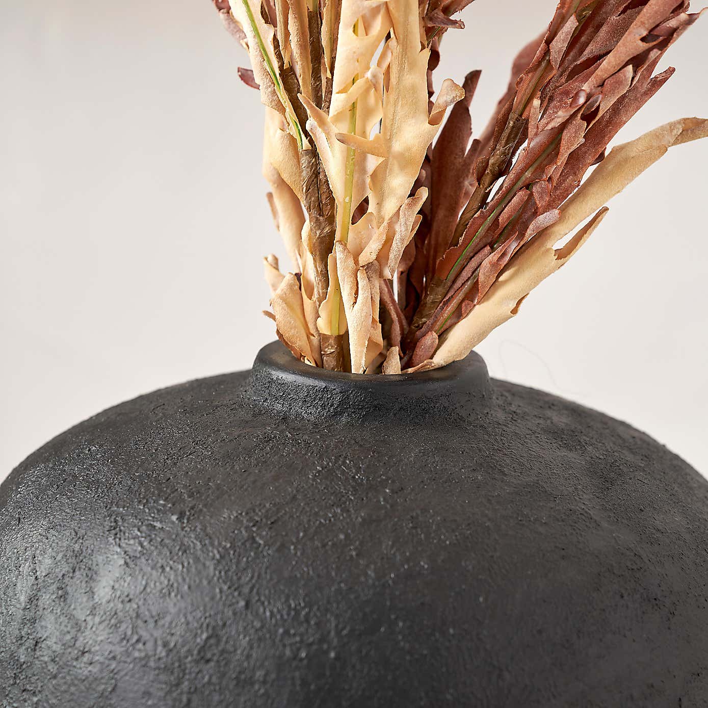 Tall Black Fibrestone Decorative Vase