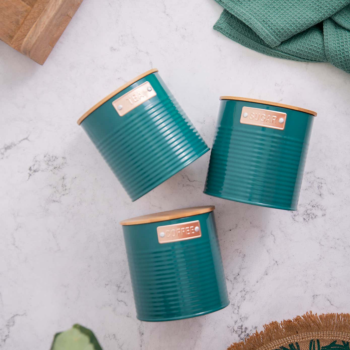 Airtight Metal Coffee Sugar and Tea Canisters