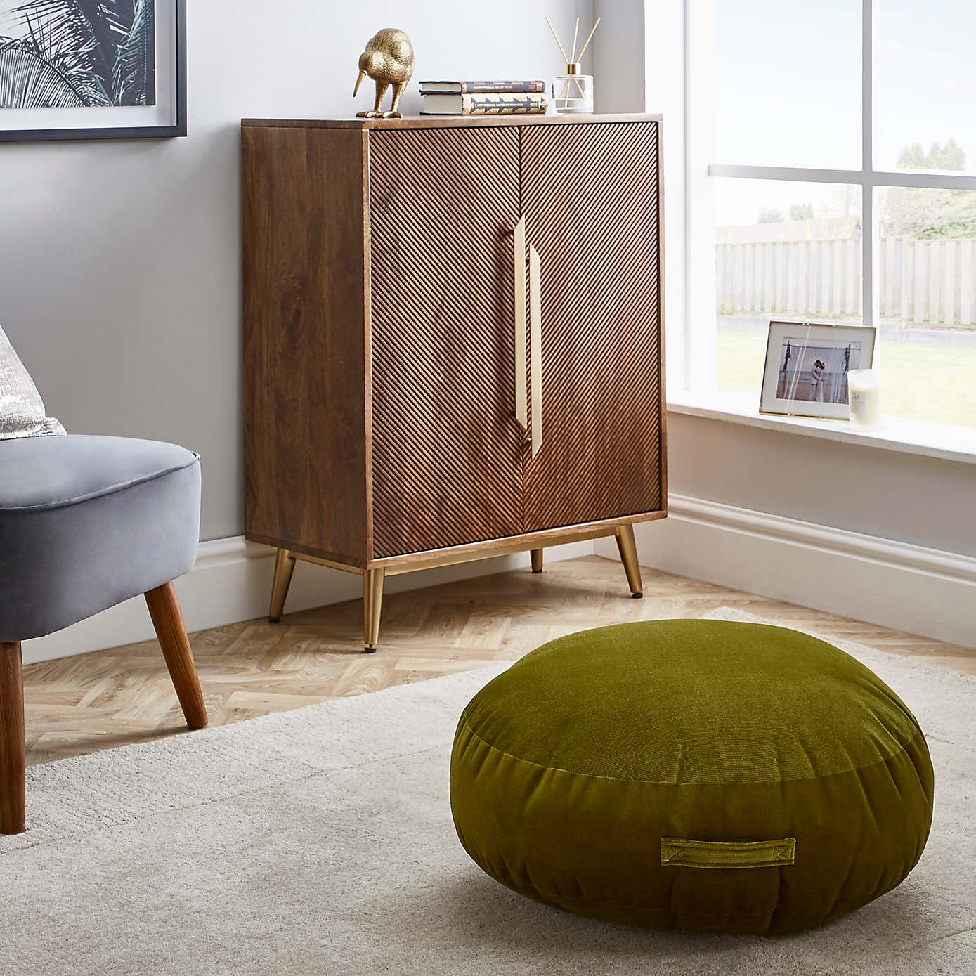 Shiny Velour Moss Floor Cushion