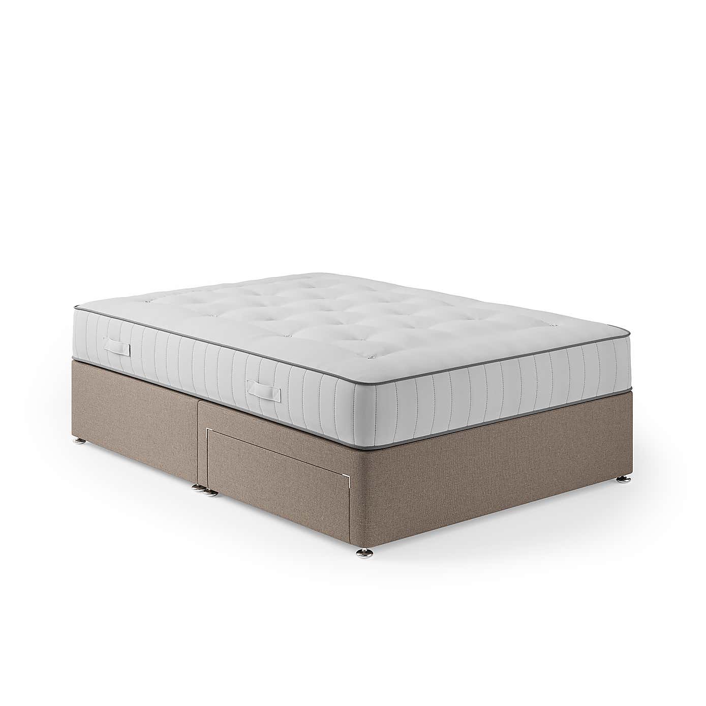 Fogarty 1500 Pocket Wool Mattress Divan Set, Faux Linen