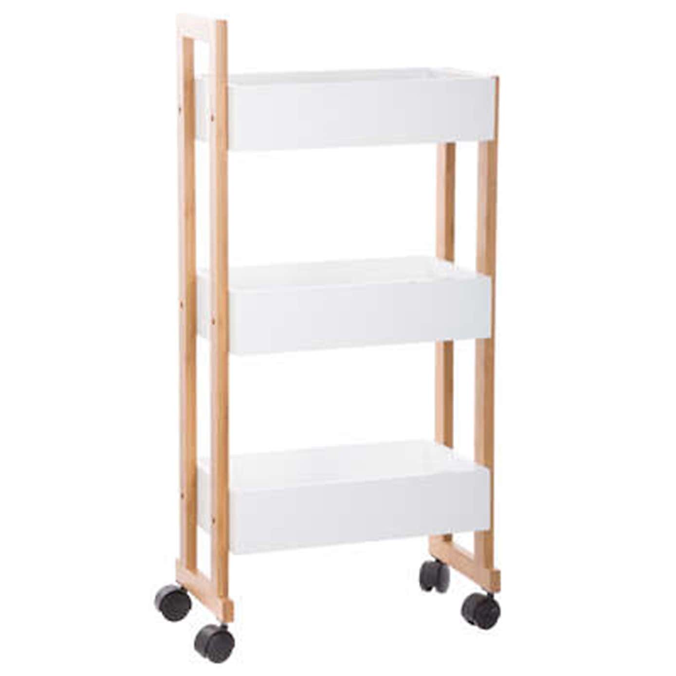 Narrow Bamboo 3 Tier Bathroom Trolley