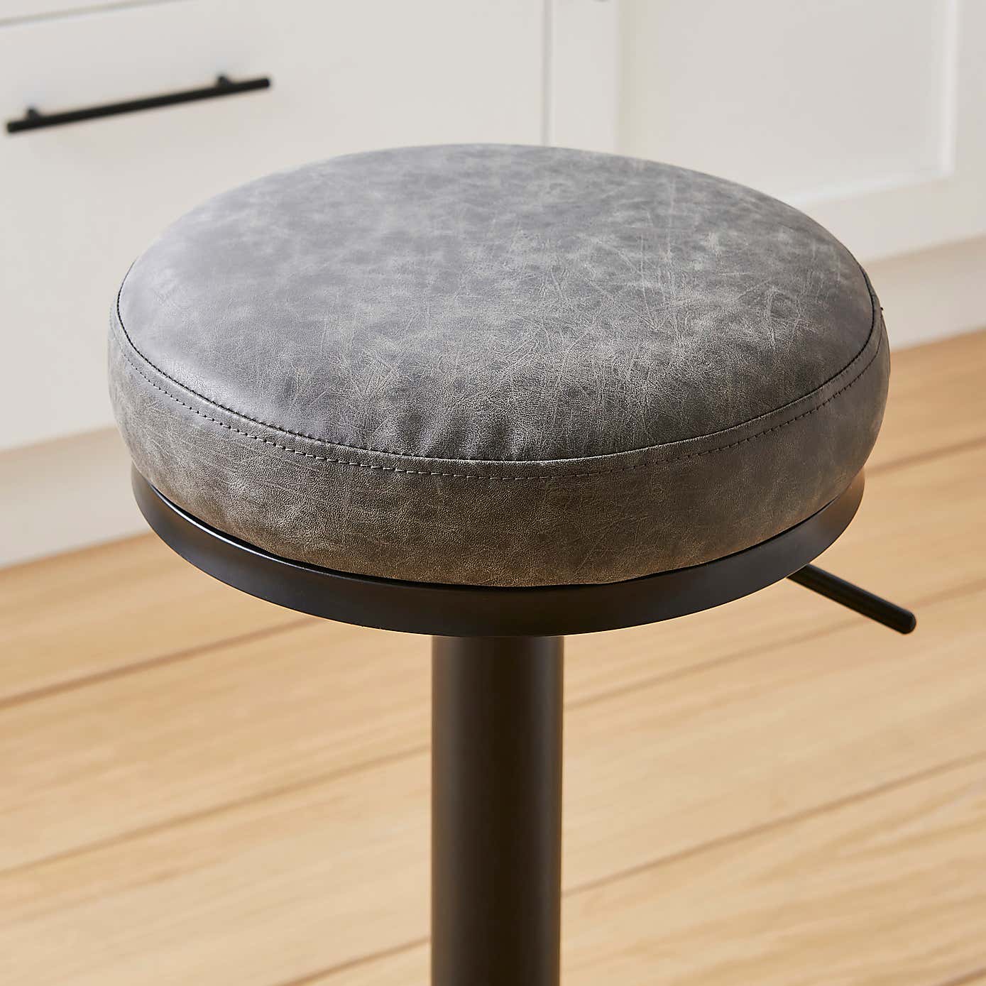 Jesper Adjustable Height Bar Stool, Faux Leather