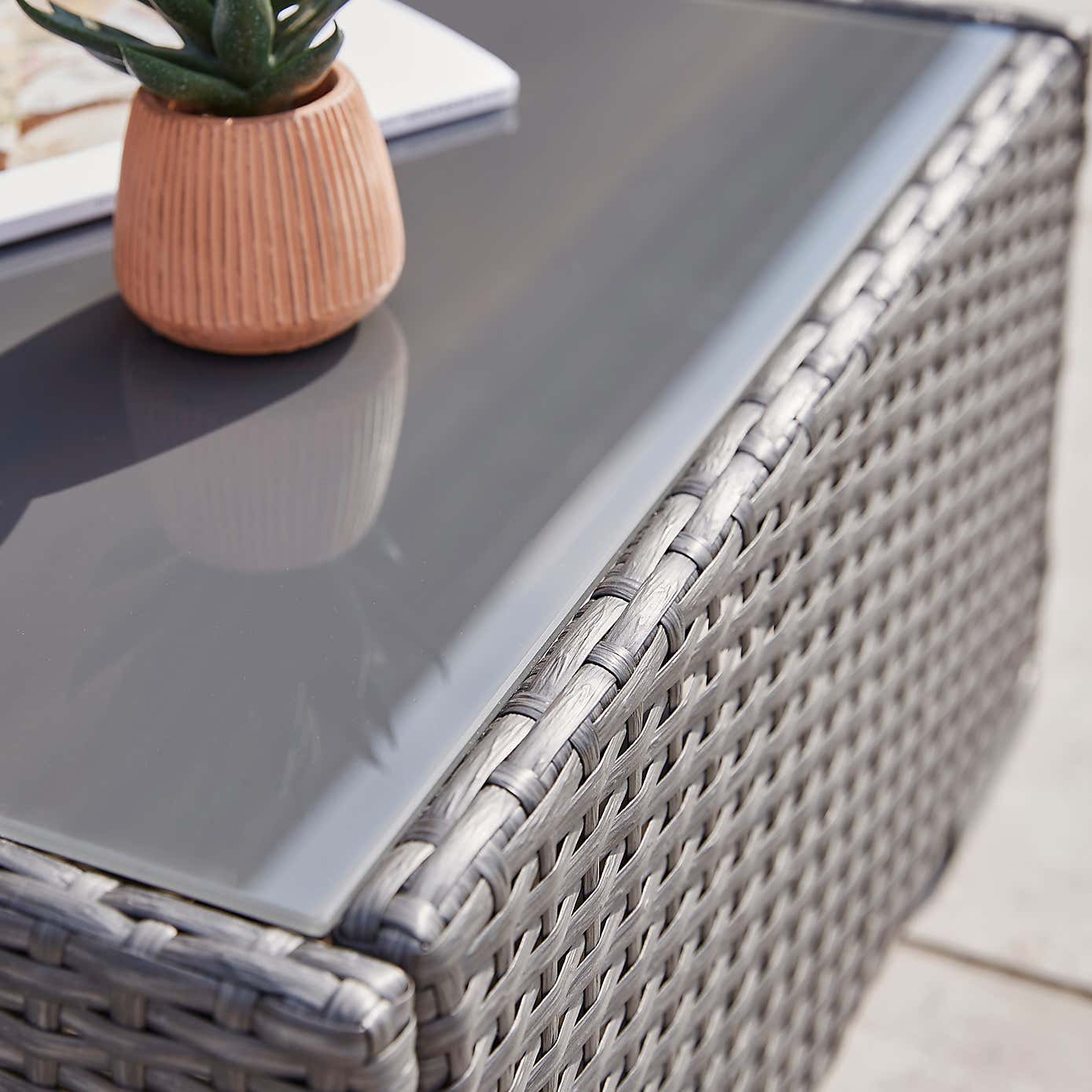 Rattan Sofa Lounger Set, Grey