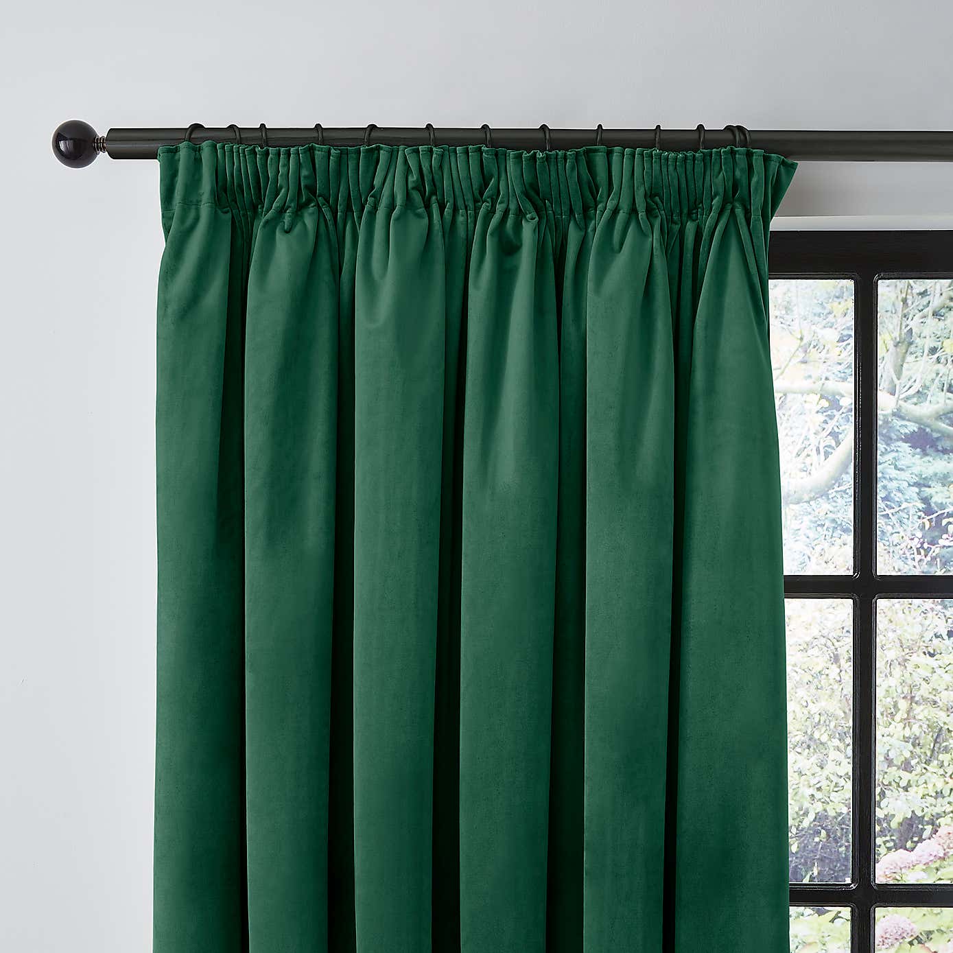 Recycled Velour Olive Pencil Pleat Curtains