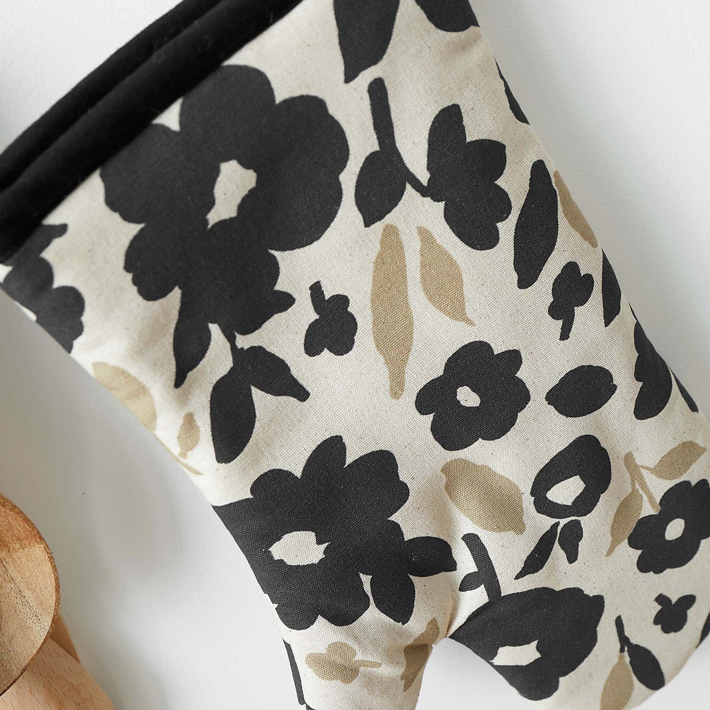 Floral Monochrome Cotton Single Oven Glove
