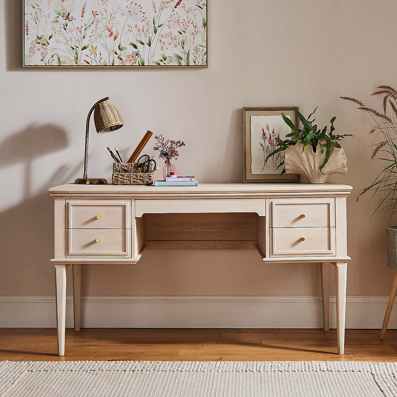 Anais Whitewash Storage Desk