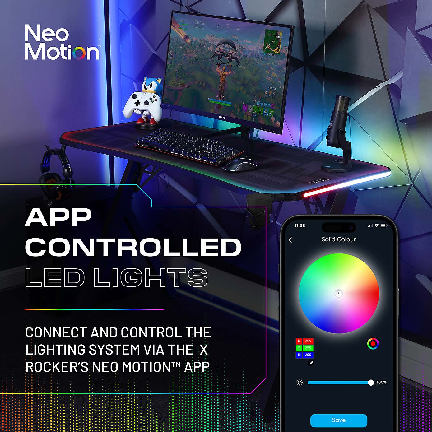 X Rocker Lumio Compact LED Gaming Desk