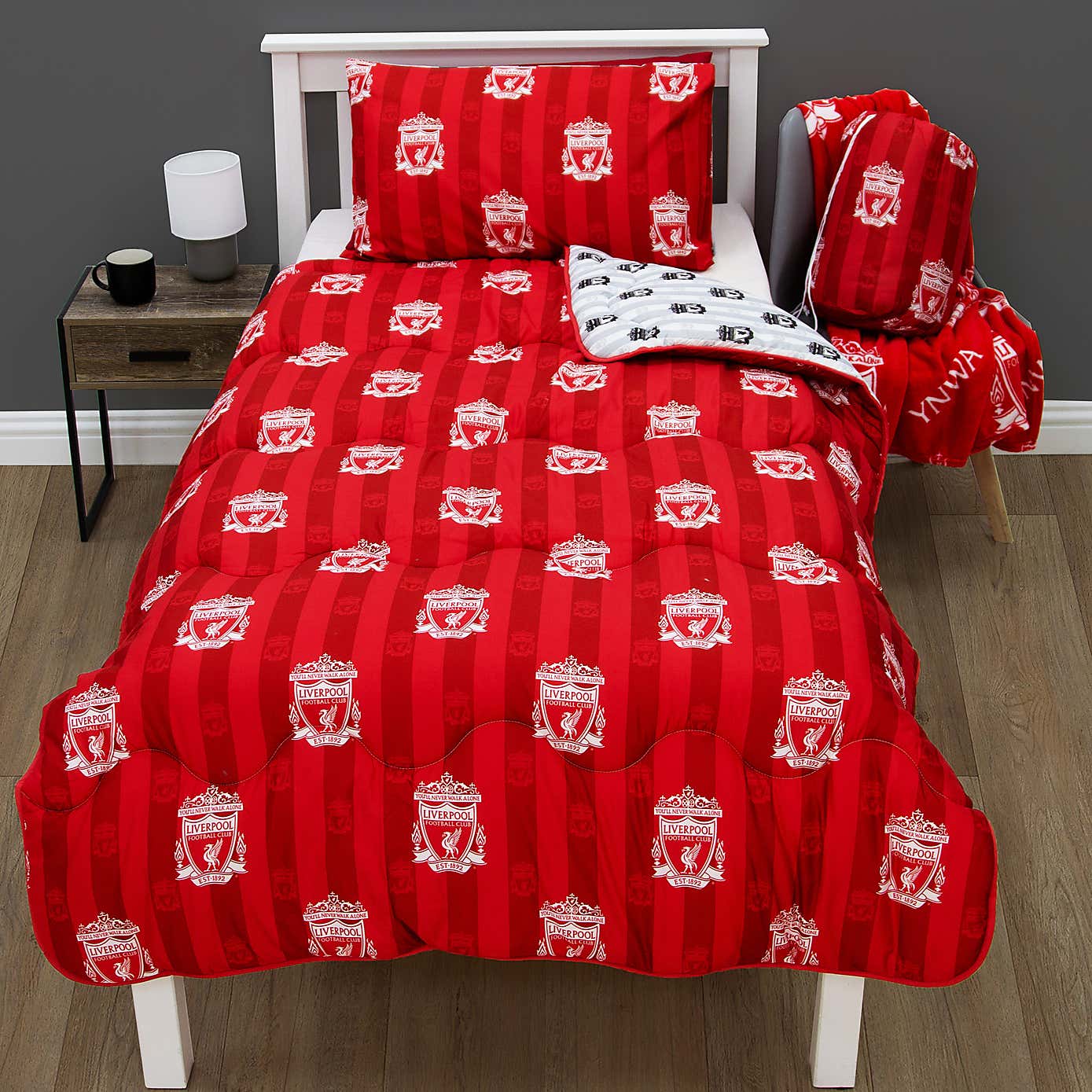 Liverpool Stripe 10.5 Tog Single Coverless Duvet and Pillowcase Set