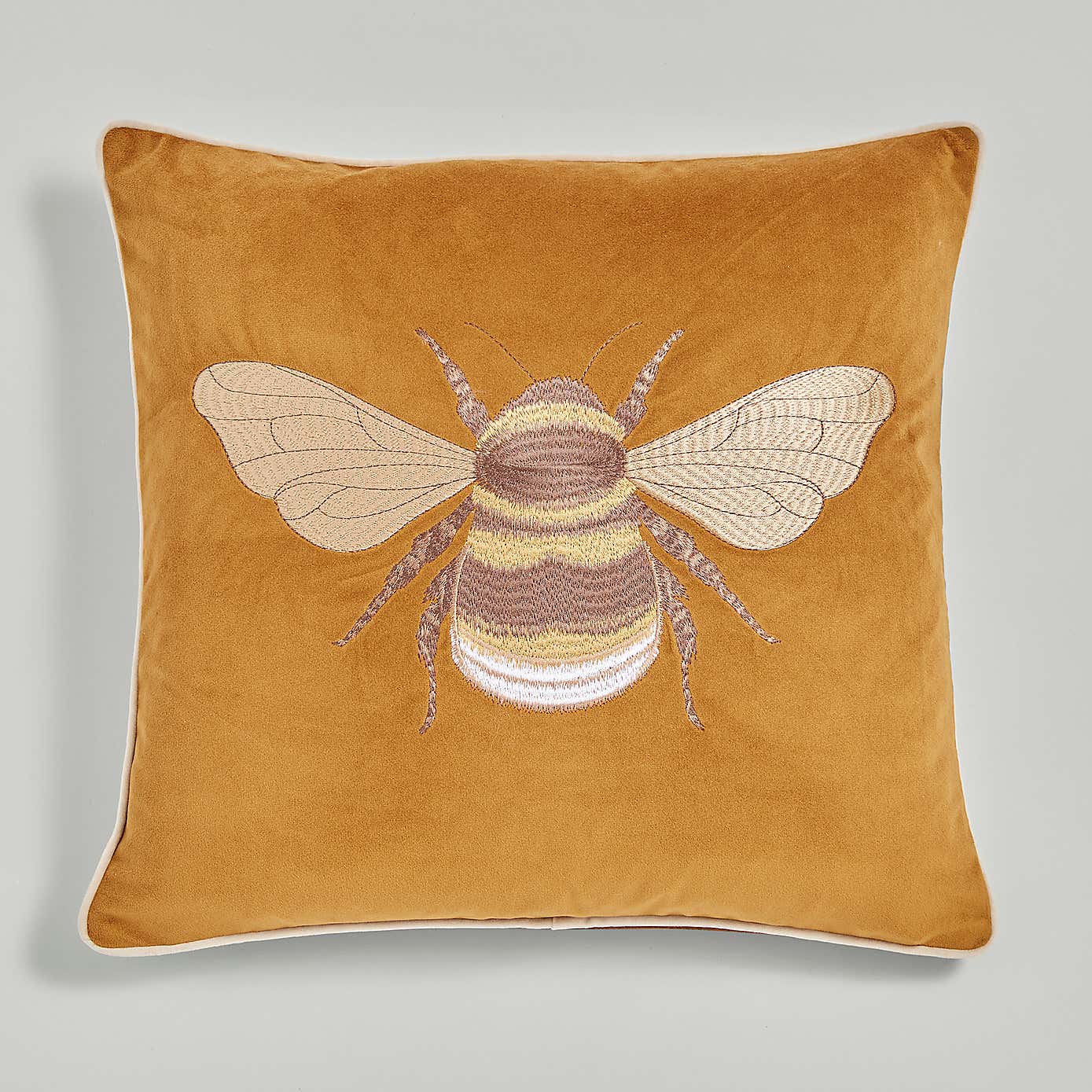 Embroidered Bee Square Cushion