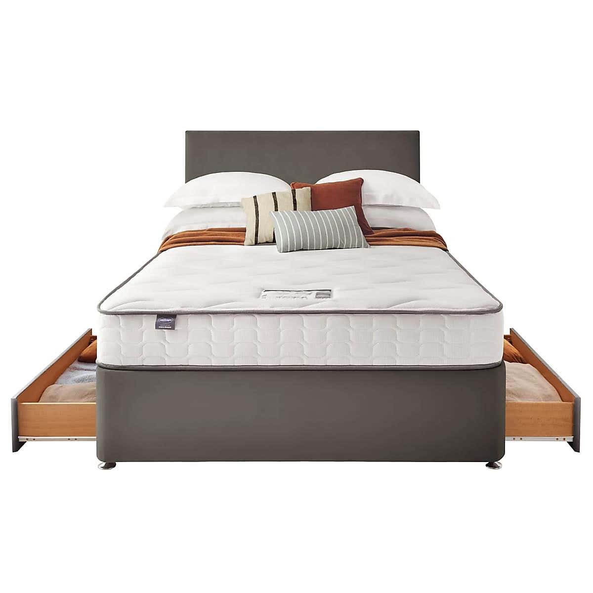 Silentnight 2 Drawer Divan Bed With Velvet Paris Headboard