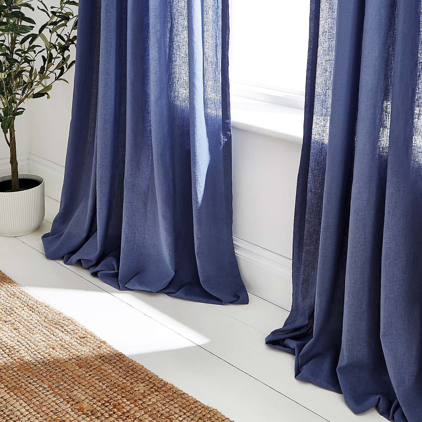 Cotton Linen Slot Top Voile Curtains