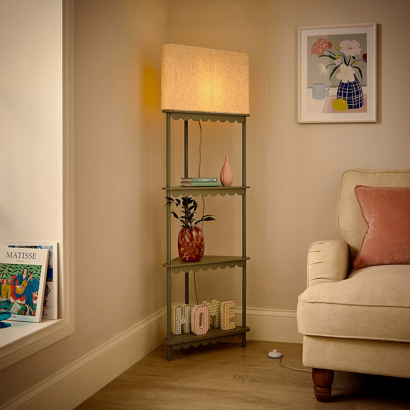 Remi Shelved Corner Floor Lamp