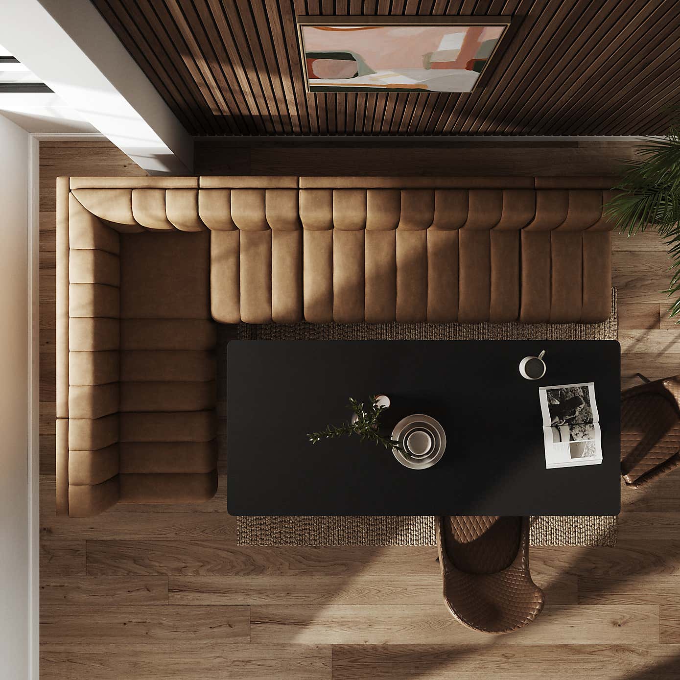 Amali Faux Leather Right Hand Dining Bench Tan Bundle