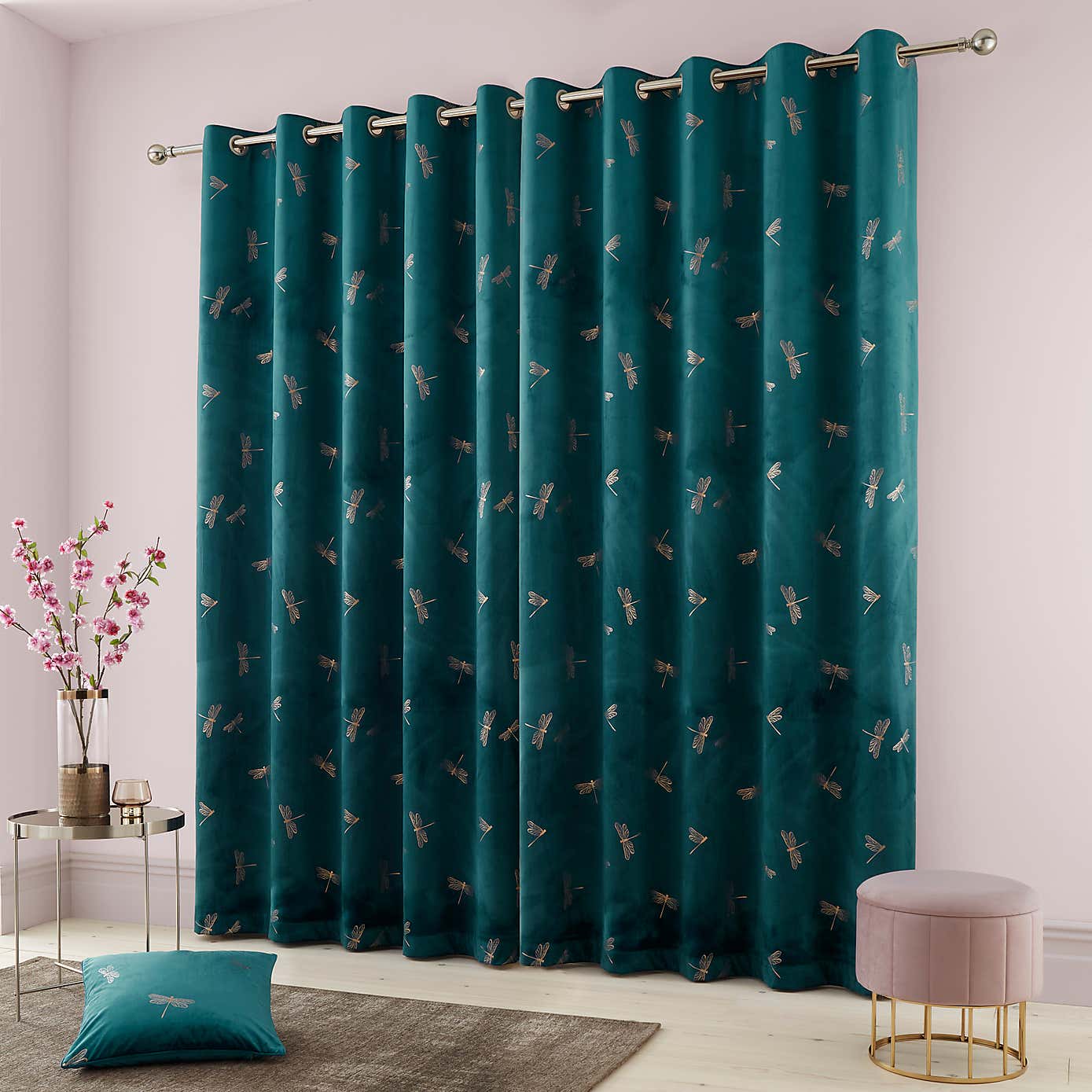 Dragonfly Foil Eyelet Curtains