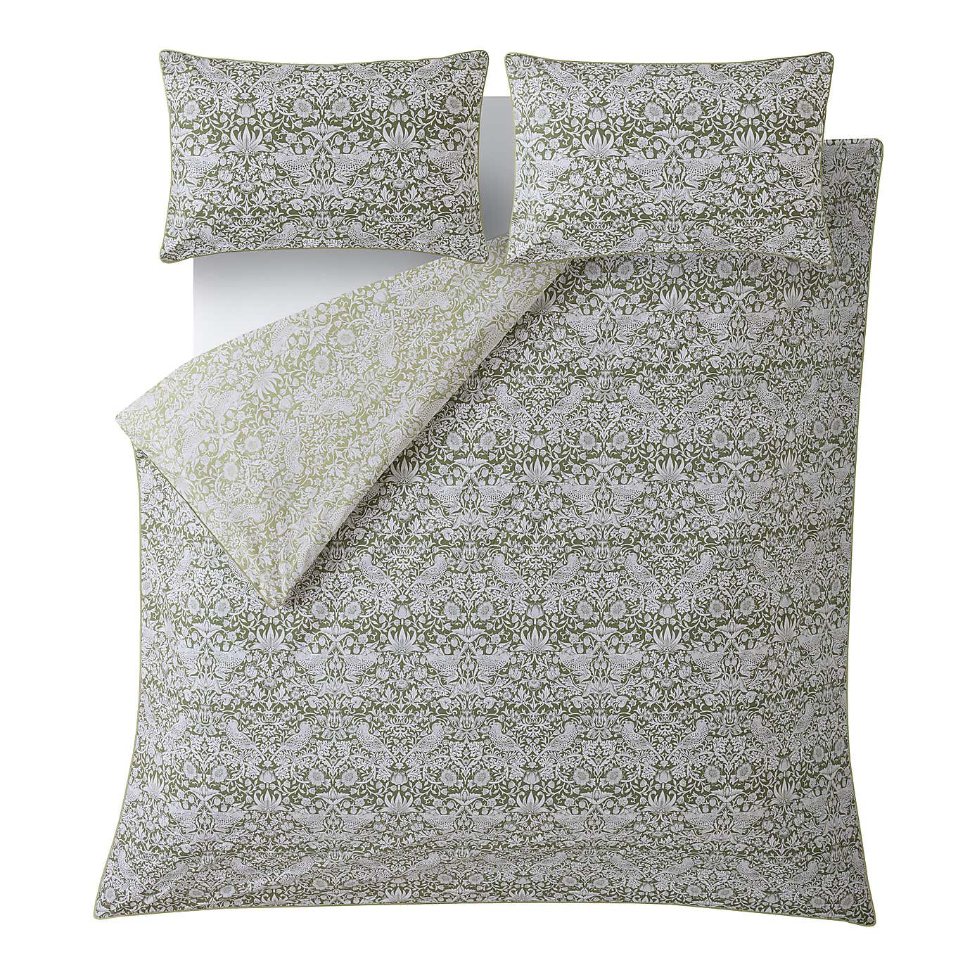 William Morris Strawberry Thief 100% Cotton Duvet Cover and Pillowcase Set