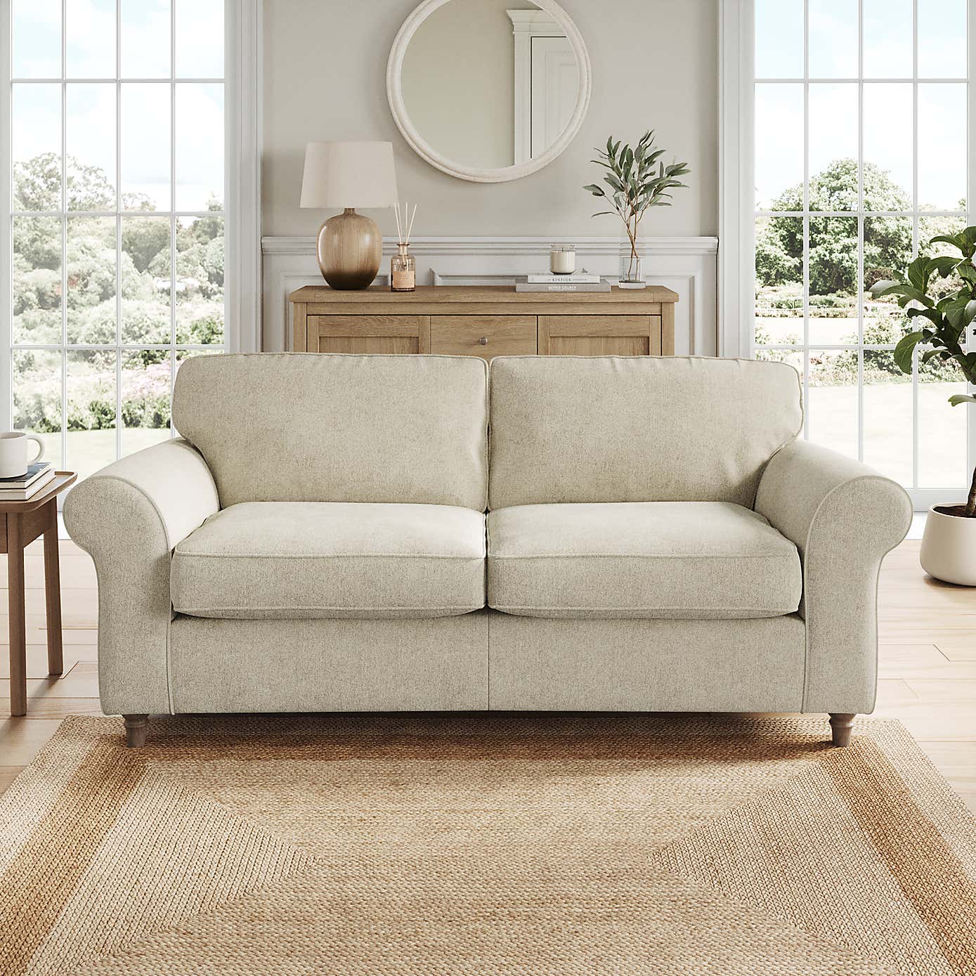 Flori 3 Seater Sofa, Soft Chenille