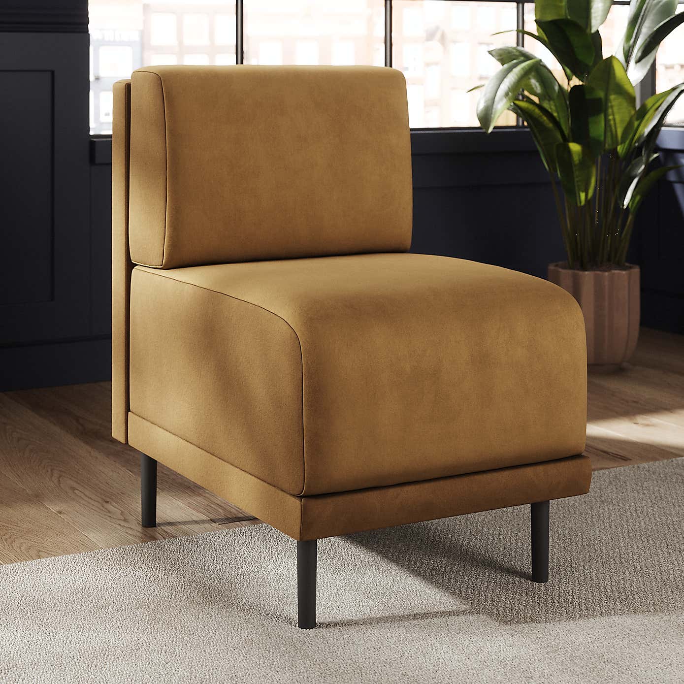 Mae Small Dining Bench, Matte Plush Velvet