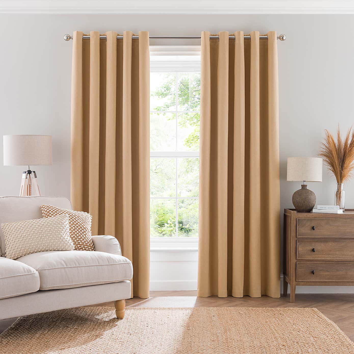 Luna Brushed Blackout Eyelet Curtains