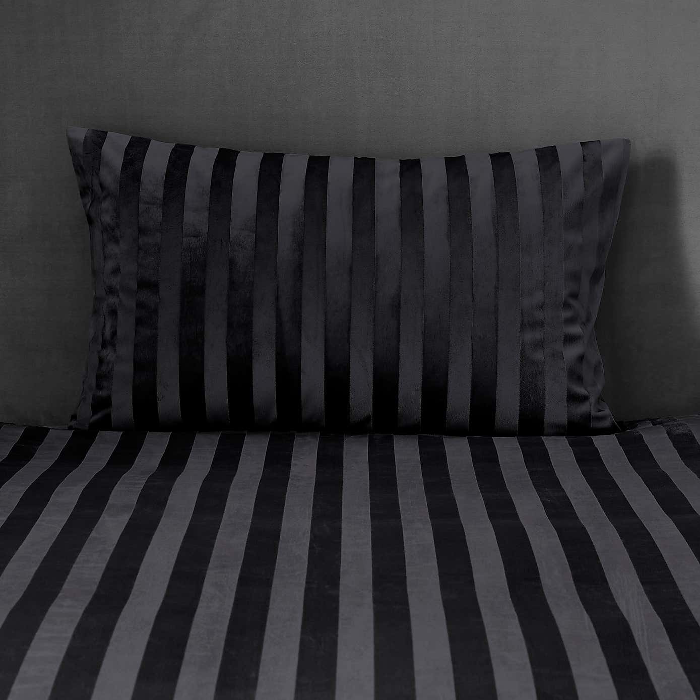 Hotel Velour Stripe Duvet Cover & Pillowcase Set