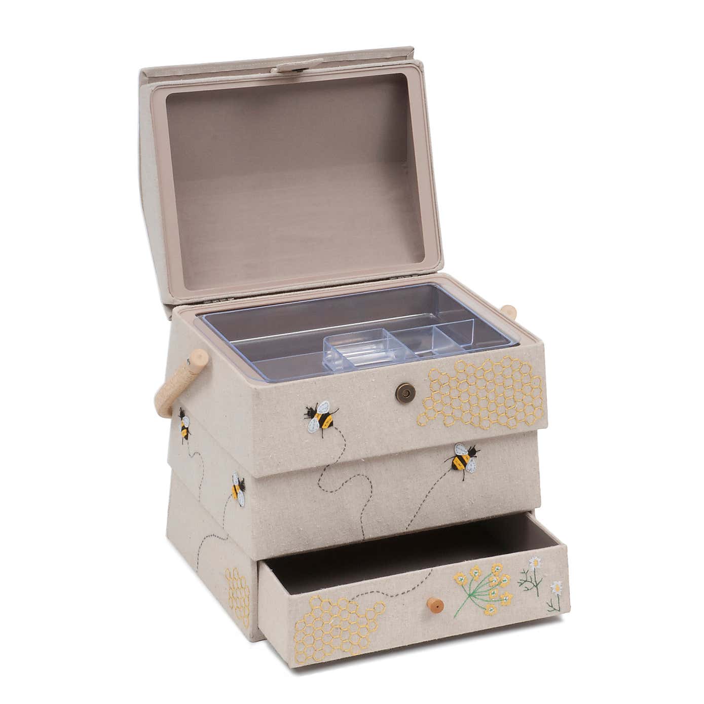 Hobby Gift Bee Hive Drawer Large Sewing Box Natural