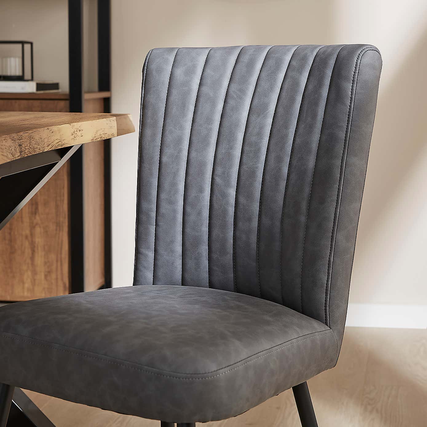 Taylor Dining Chair, Grey Faux Leather