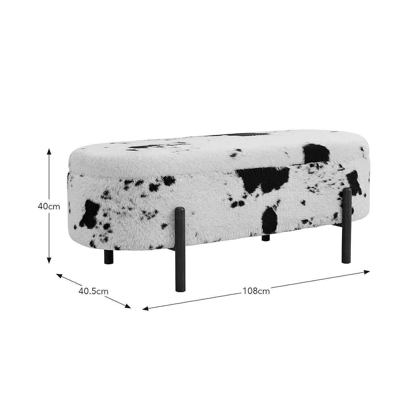 Marley Faux Cow Fur Storage Ottoman