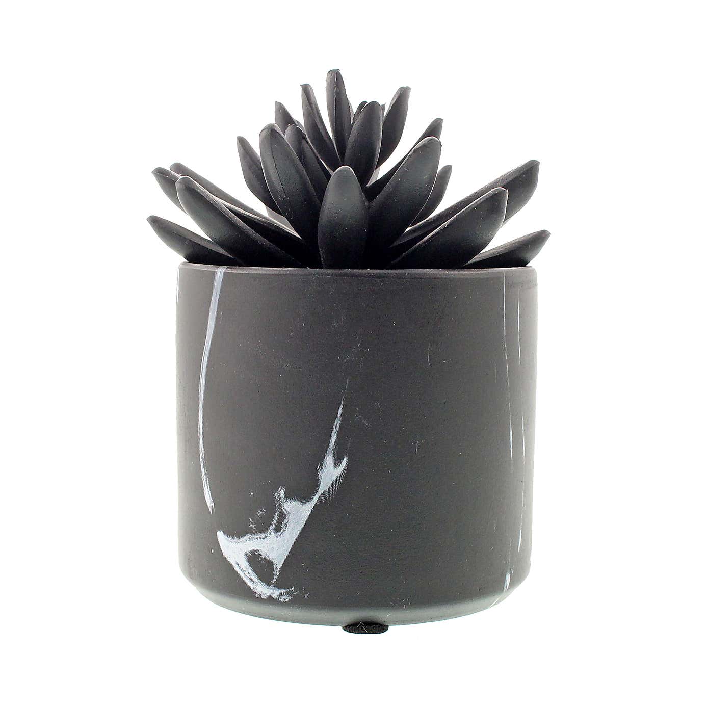 Artificial Succulent in Black Marble Plant Pot