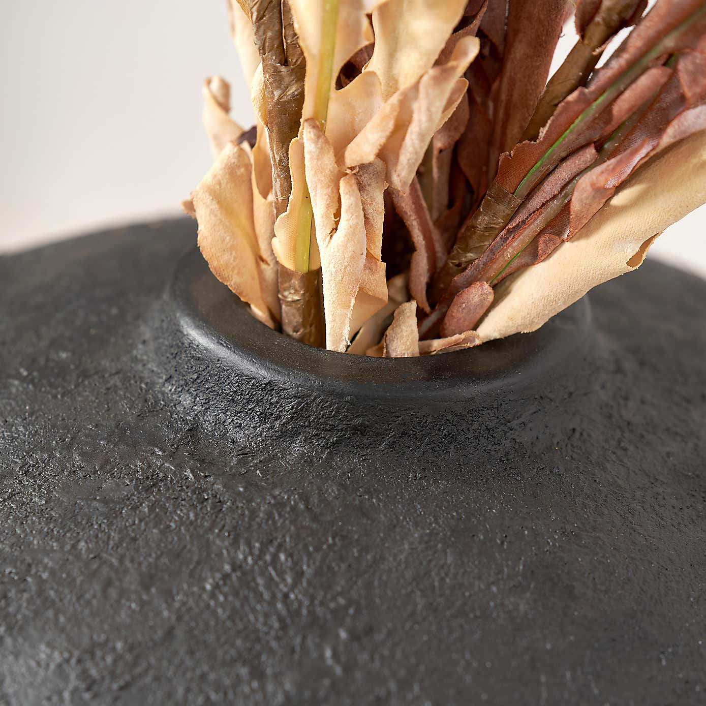 Tall Black Fibrestone Decorative Vase