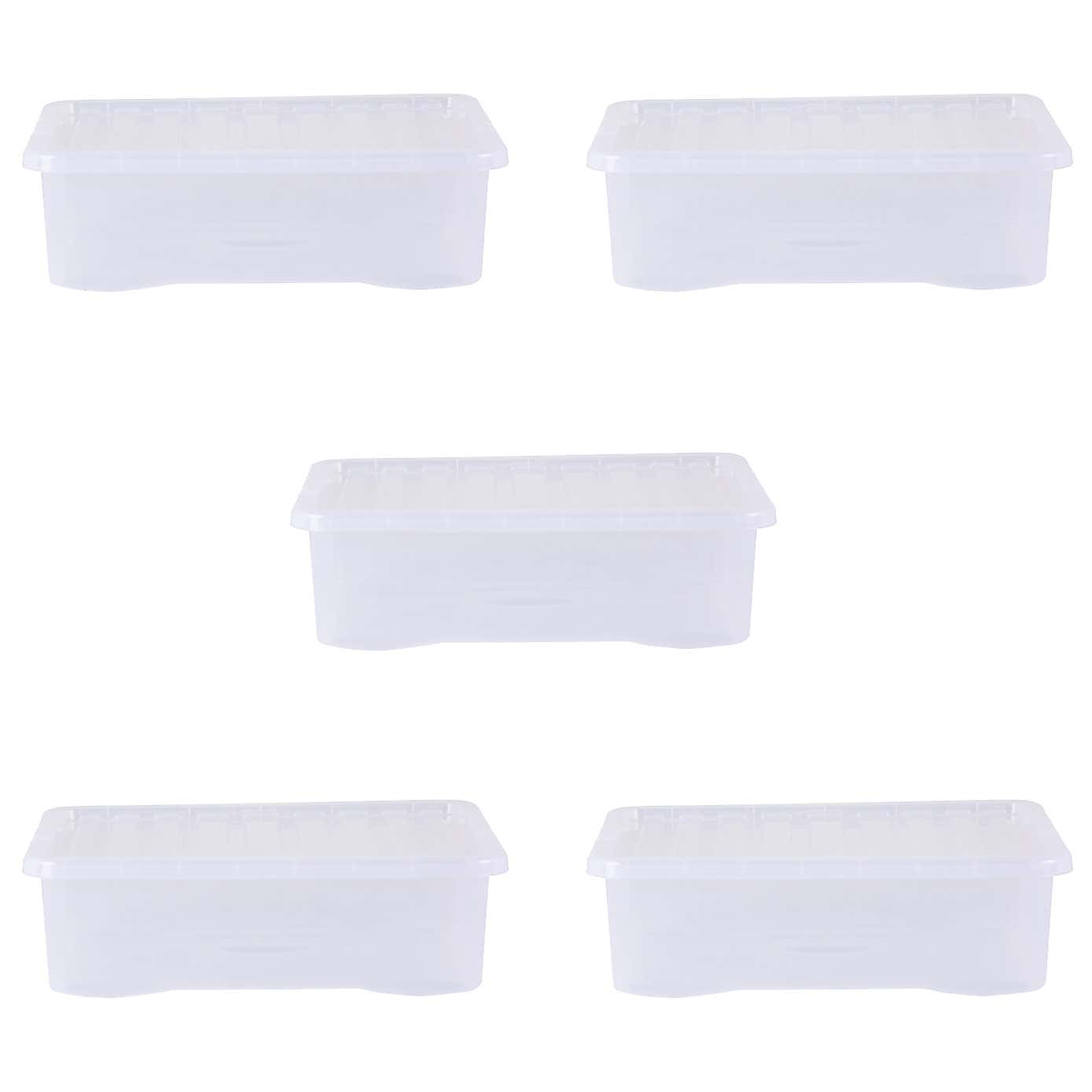 Wham Crystal Set of 5 Underbed Boxes & Lids, 32L