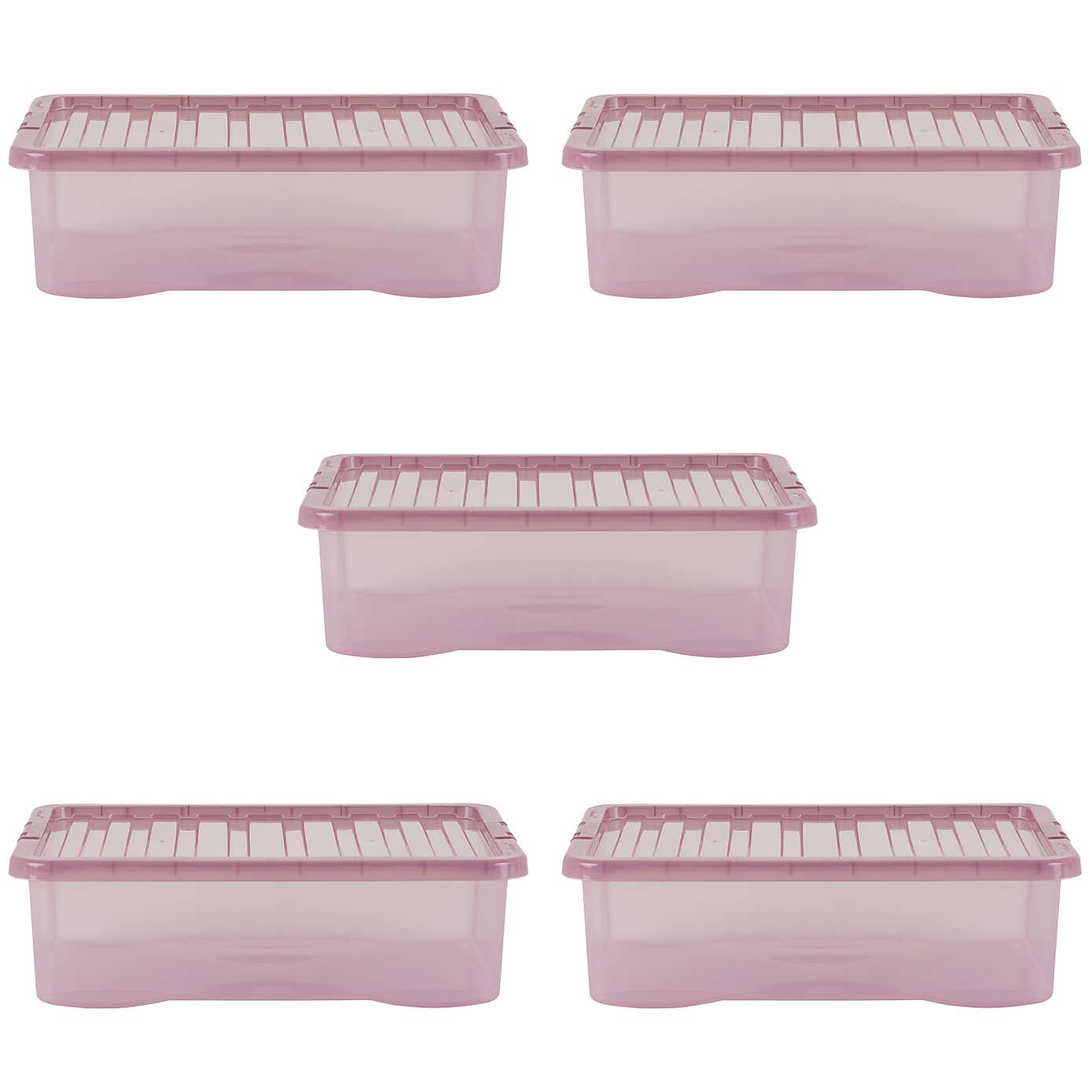 Wham Crystal Set of 5 Underbed Boxes & Lids, 32L