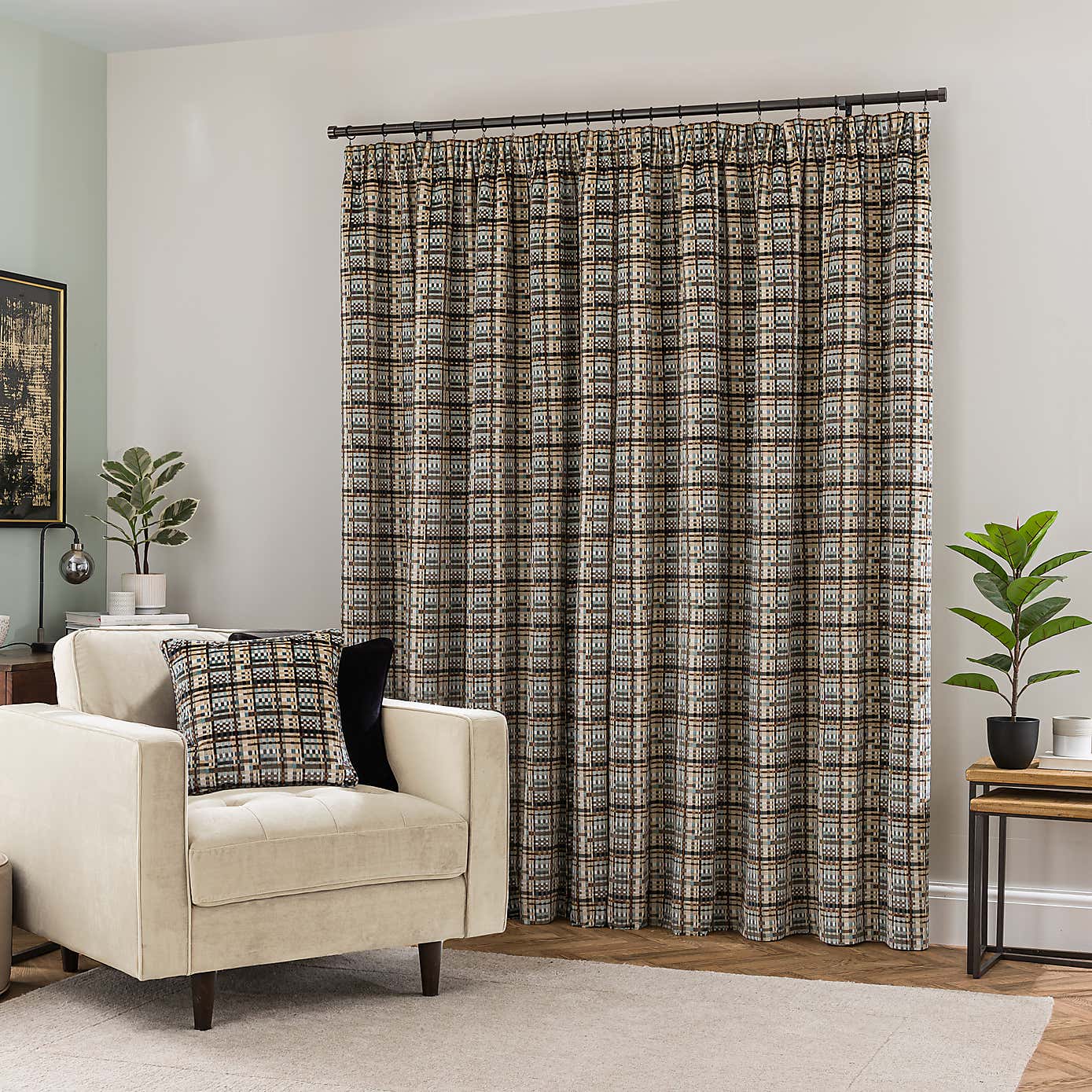 Roxana Cut Velvet Pencil Pleat Curtains