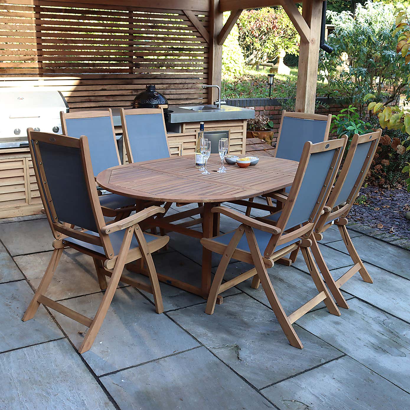 Turnbury Extendable 6 Seater Outdoor Recliner Set