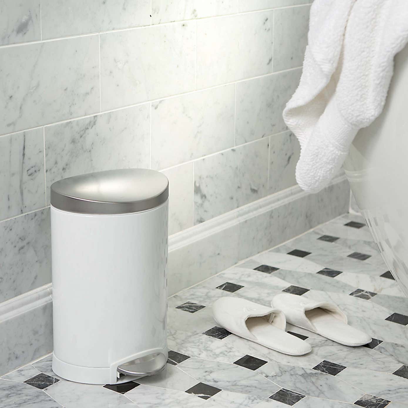 simplehuman White 6 Litre Semi Round Bin