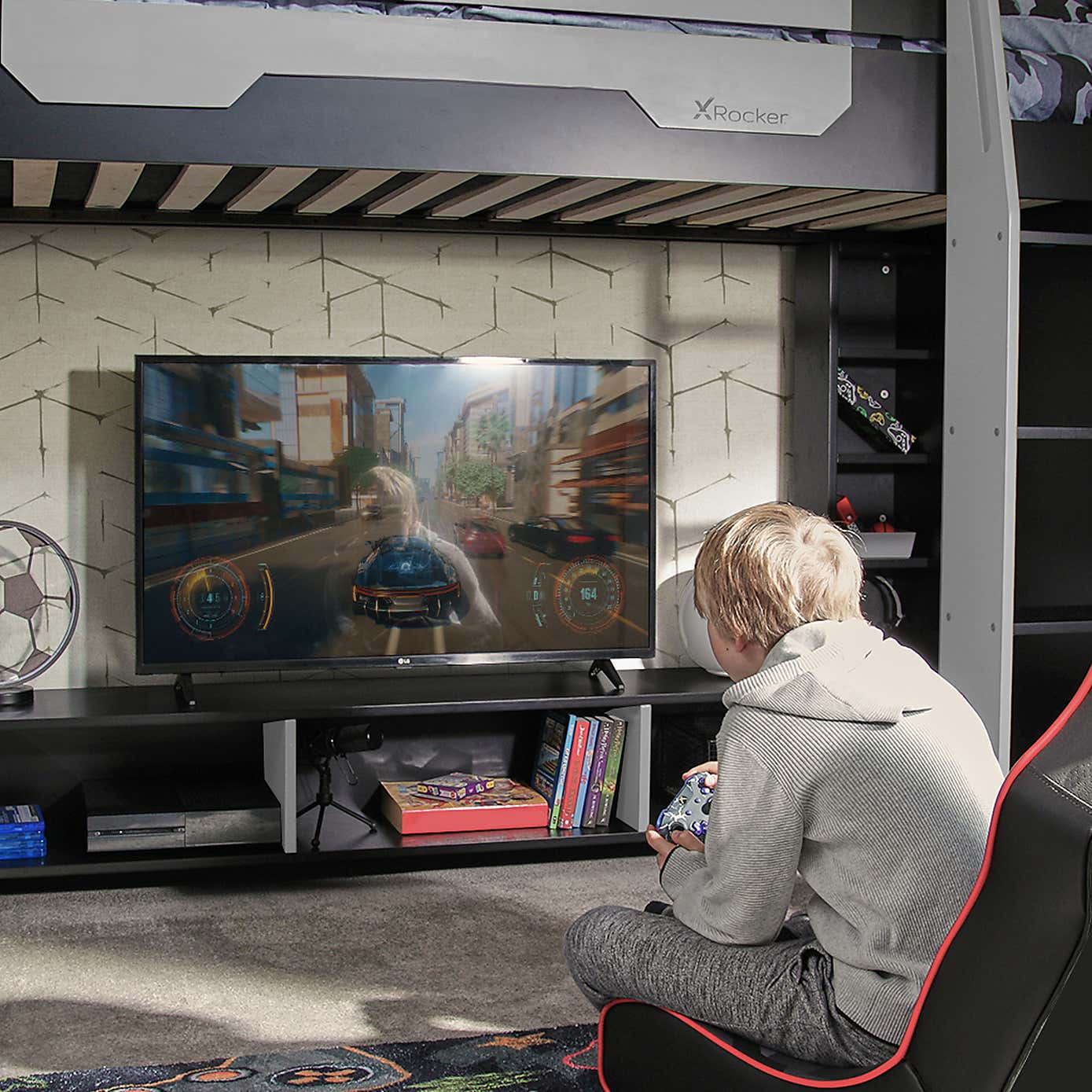 X Rocker Garrison High Sleeper Gaming Bed with Desk