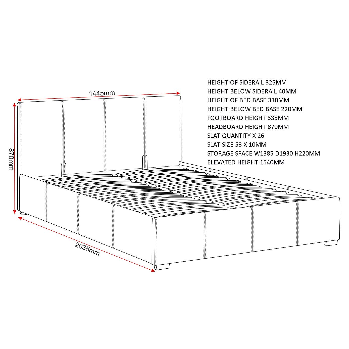 Waverley Faux Leather Ottoman Bedstead - Grey