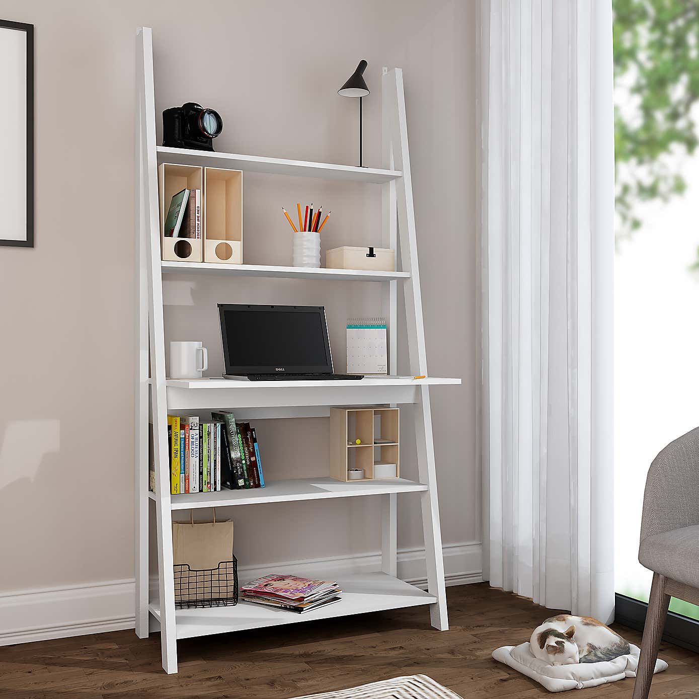 Tiva White Ladder Desk