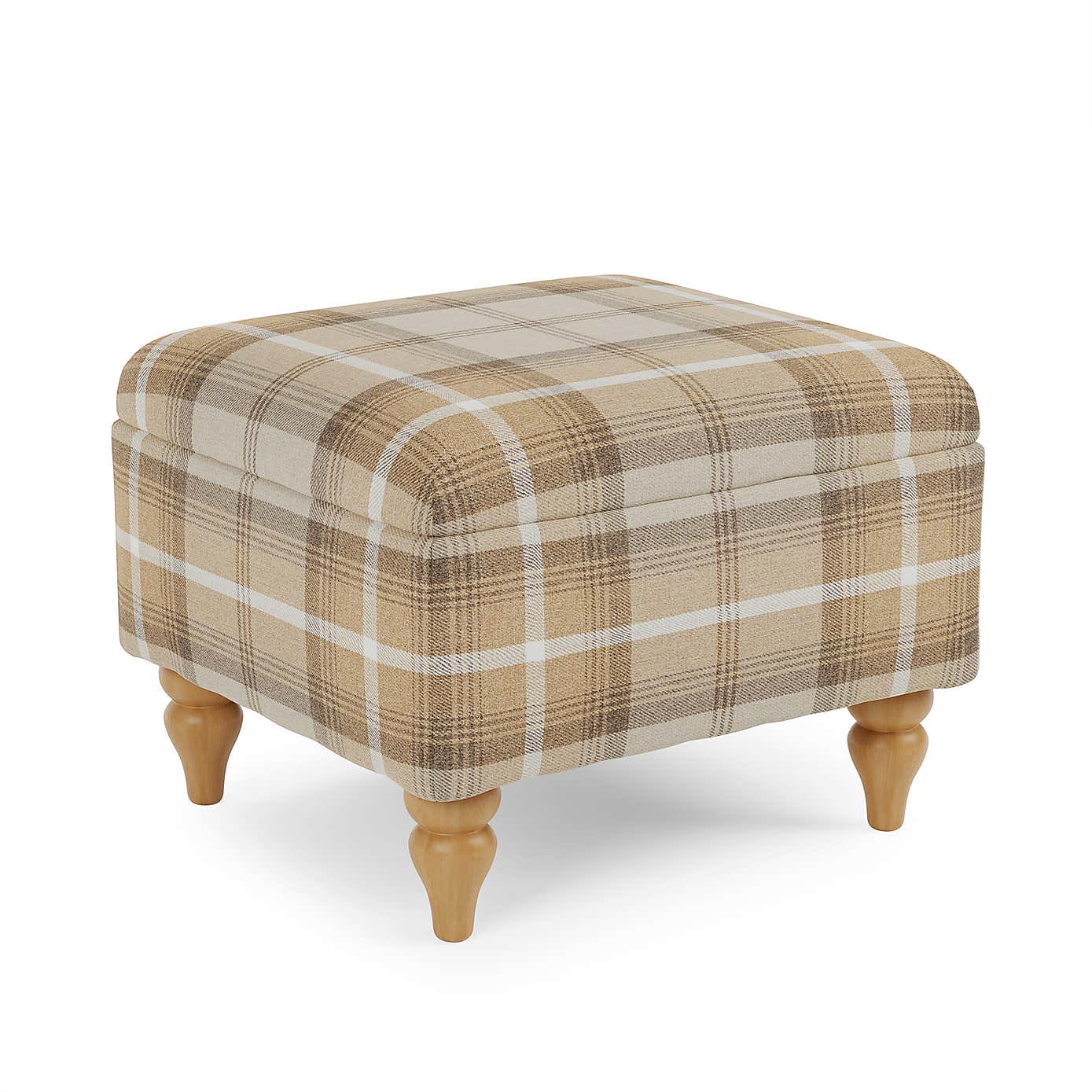 Oswald Check Storage Footstool Tapered Leg