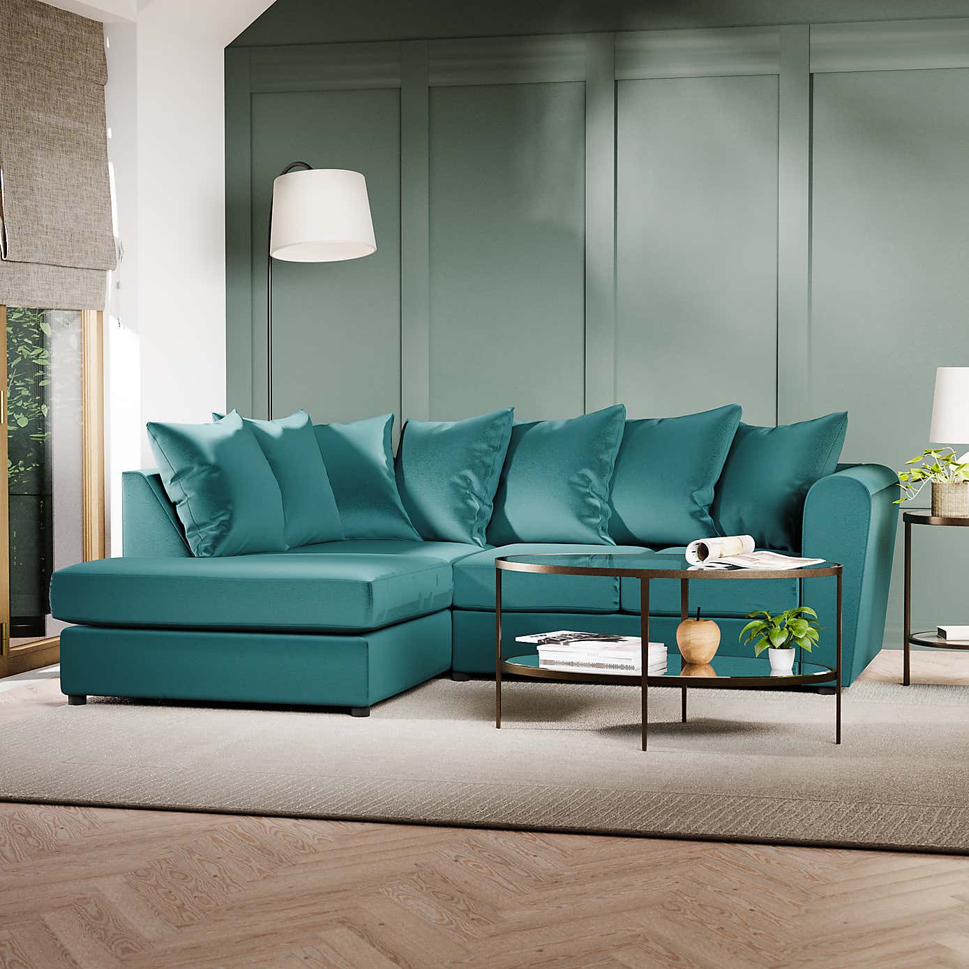 Blake Curved Arm Opulent Velvet Corner Chaise Sofa